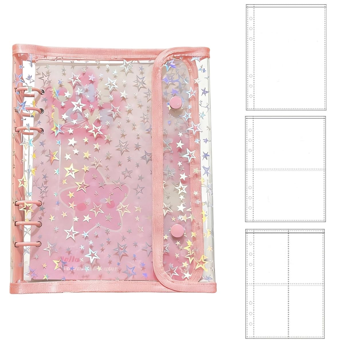Amazon | Jinmoioy シール帳 透明 大きめ A5 バインダー 星柄 6穴 【20